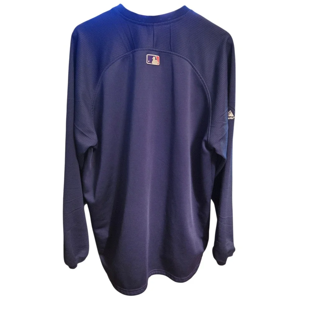 MLB Majestic Therma Base Pullover Mens 2XL Blue Boston Red Sox Long Sleeve *READ